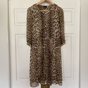 {Talbots} Animal Print Long Sleeve Silk Dress - Women's 10P